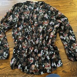 Pleione sheer floral romantic top | elastic waist| ruffles | feminine